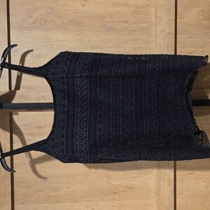 (J55) Black Lace Tank Swim Top Sz XXL